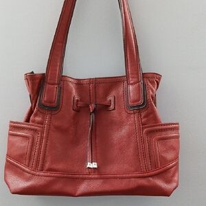 Classic Red Leather Tote Bag - Women